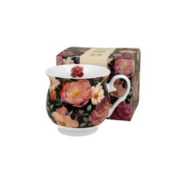 Porcelánbögre 400ml, dobozban, Spring Roses Black, D.G.34820