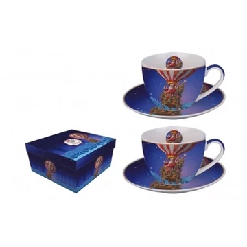 Porceláncsésze+alj 280ml, 2 személyes, dobozban, Santa Balloon, D.G.35988