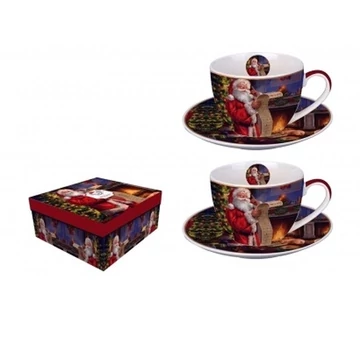 Porceláncsésze+alj 280ml, 2 személyes, dobozban, Santa Letter, D.G.36039