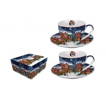 Porceláncsésze+alj 280ml, 2 személyes, dobozban, Christmas City, D.G.36084 Porceláncsésze+alj 280ml, 2 személyes, dobozban, Christmas City, D.G.36084
