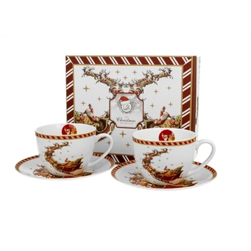 Porceláncsésze+alj, 250ml, 2 személyes, dobozban, Santa on Sleigh, D.G.36381 Porceláncsésze+alj, 250ml, 2 személyes, dobozban, Santa on Sleigh, D.G.36381