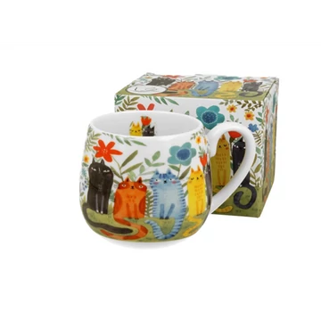 Porcelánbögre 430ml, dobozban, Garden Felines, D.G.43952