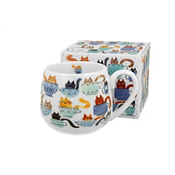 Porcelánbögre 430ml,dobozban Teacup Cats, D.G.44027