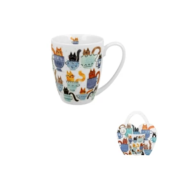 Porcelánbögre 350ml, díszcsomagolásban, Teacup Cats, D.G.44058 Porcelánbögre 350ml, díszcsomagolásban, Teacup Cats, D.G.44058