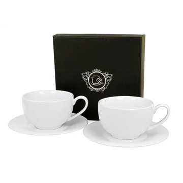 Porceláncsésze+alj, 250ml, 2 személyes, dobozban, Diamond, D.G.50394