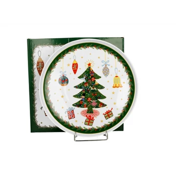 Porcelántányér 25cm, dobozban, Around Christmas Tree, D.G.50981