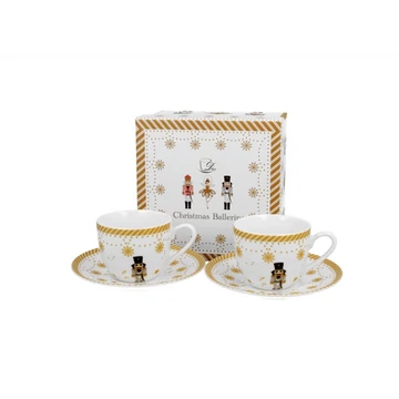 Porceláncsésze+alj, 90ml, 2 személyes, dobozban, Christmas Ballerina, D.G.51179