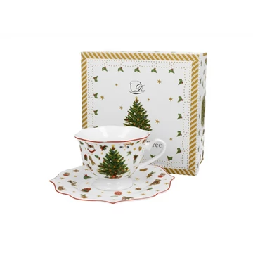 Porceláncsésze+alj, 190ml, dobozban Christmas Tree, D.G.51407