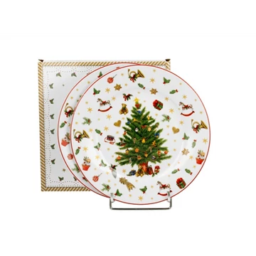 Porcelán desszerttányér szett, 2db-os, 19cm, dobozban, Christmas Tree, D.G.51445