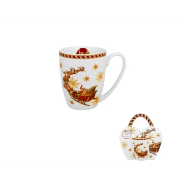Porcelánbögre 360ml, díszcsomagolásban, Santa on Sleigh, D.G.52244