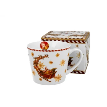 Porcelánbögre 610ml, dobozban, Santa on Sleigh, D.G.52251
