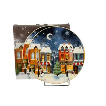 Porcelán desszerttányér szett, 2db-os, 19cm, dobozban, Christmas City, D.G.52381