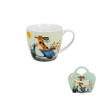 Porcelánbögre 460ml, díszcsomagolásban, Dog on a scooter, D.G.53838