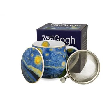 Porcelánbögre tetővel,fémszűrővel,430ml dobozban Van Gogh: Csillagos éj, D.G.57454