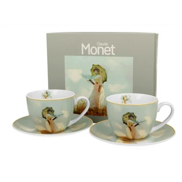 Porceláncsésze+alj, 270ml, 2 személyes, dobozban, Monet: Hölgy esrnyővel, D.G.60218
