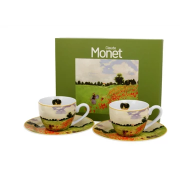 Porceláncsésze+alj,110ml dobozban, 2 személyes,  Monet: Pipacsmező, D.G.60287