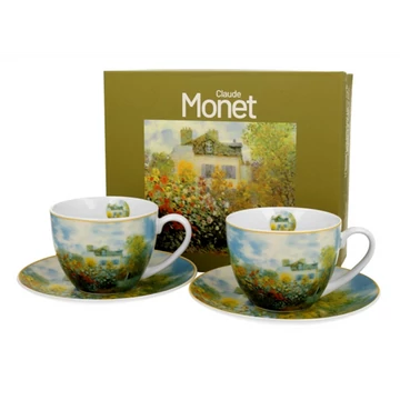 Porceláncsésze+alj, 270ml, 2 személyes, dobozban, Monet:Kert Argenteuilban, D.G.60393