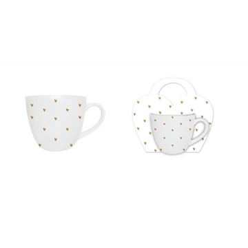 Porcelánbögre 460ml, díszcsomagolásban, Hearts 5 gold, D.G.61703