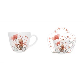 Porcelánbögre 460ml, díszcsomagolásban, Bear on a bike, D.G.61925 Porcelánbögre 460ml, díszcsomagolásban, Bear on a bike, D.G.61925