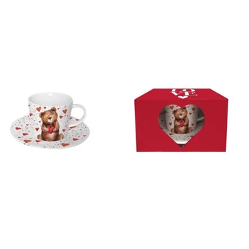 Porceláncsésze+alj, 220ml, dobozban, Teddy Bear with a Heart, D.G.61994 Porceláncsésze+alj, 220ml, dobozban, Teddy Bear with a Heart, D.G.61994