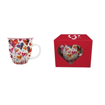 Porcelánbögre 650ml, dobozban, Colorful Hearts 1, D.G.62069
