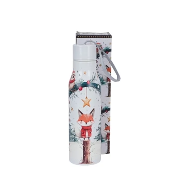 Rozsdamentes acél hőtartó útipalack duplafalú, 0,5L, Christmas Cuties 2, D.G.68245