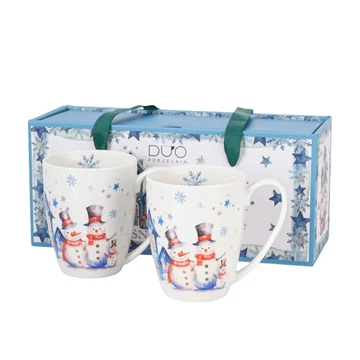 Porcelánbögre 2 db-os szett, 360ml, dobozban, Snowman					, D.G.68559