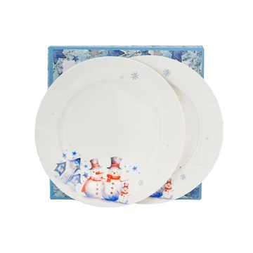 Porcelán desszerttányér szett, 2db-os, 19cm, dobozban, Snowman, D.G.68634