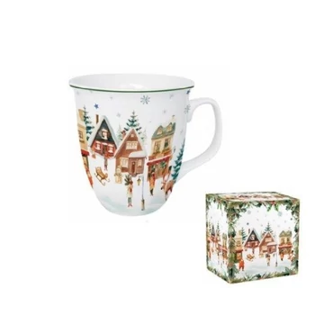 Porcelánbögre 650ml, dobozban, Christmas Village, D.G.68900
