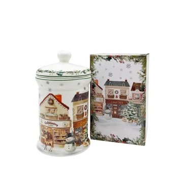 Porcelán keksztároló 11x19cm, 800ml, dobozban, Christmas City 2, D.G.69051 Porcelán keksztároló 11x19cm, 800ml, dobozban, Christmas City 2, D.G.69051