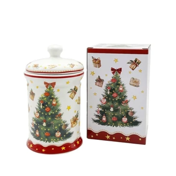 Porcelán keksztároló 11x19cm, 800ml, dobozban, Christmas Tree 3, D.G.69174