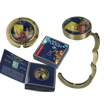 Táskatartó 4,5x4,5x1,5cm, fémkeretes, Van Gogh: Kávéház éjjel, H.C.013-0412