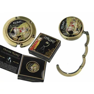 Táskatartó 4,5x4,5x1,5cm, fémkeretes, Klimt:The Kiss, H.C.013-0431