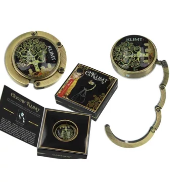 Táskatartó 4,5x4,5x1,5cm, fémkeretes, Klimt: Életfa, H.C.013-0432