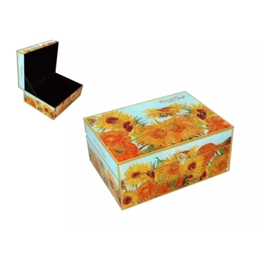 Üveg ékszertartó doboz 20x15x9cm, Van Gogh: Napraforgók, H.C.195-9011