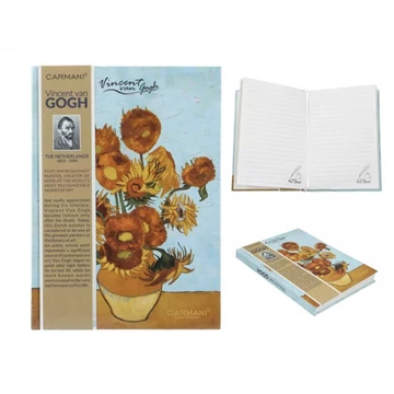 Vonalas notesz kemény fedeles, 13,2x18,3, 80 oldalas, Van Gogh:Napraforgók, H.C.021-5055