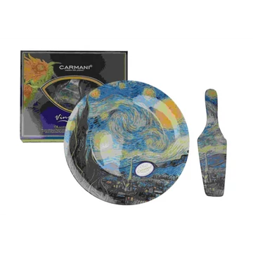 Üvegtányér lapáttal,30cm,Van Gogh:Csillagos éj, H.C.198-1224