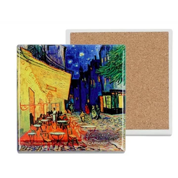 Kerámia alátét, alján parafa bevonattal, 10,8x10,8cm, Van Gogh: Kávéház éjjel, H.C.008-2050B