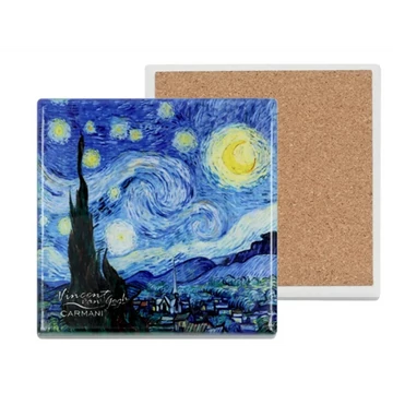 Kerámia alátét, alján parafa bevonattal, 10,8x10,8cm, Van Gogh: Csillagos éj, H.C.008-2050C