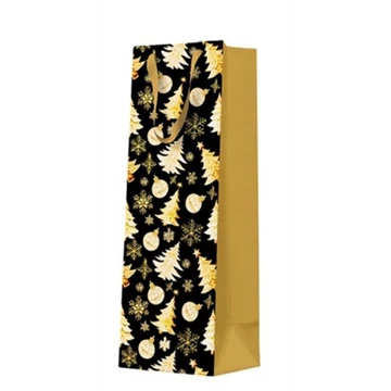 Golden Christmas Tree Black papír ajándéktáska italos 12x37x10cm, P.W.AGB2020104