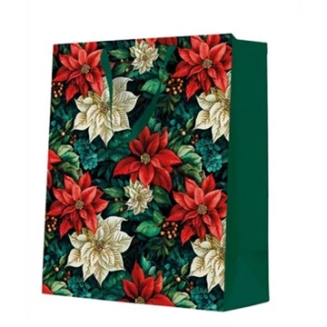 Poinsettia On Black papír ajándéktáska large 26,5x33,5x13cm, P.W.AGB2019905