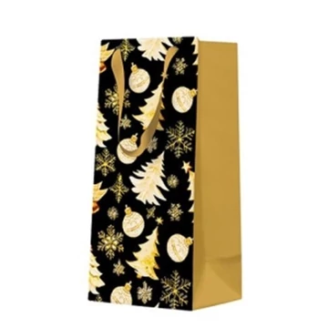 Golden Christmas Trees Black papír ajándéktáska keskeny 10x22x7cm, P.W.AGB2020121 Golden Christmas Trees Black papír ajándéktáska keskeny 10x22x7cm, P.W.AGB2020121