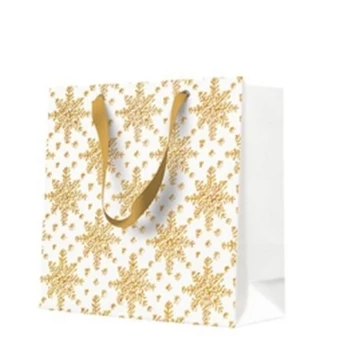 Grunge Textured Snowflakes Gold papír ajándéktáska cd-s 17x17x6cm, P.W.AGB2020310 Grunge Textured Snowflakes Gold papír ajándéktáska cd-s 17x17x6cm, P.W.AGB2020310