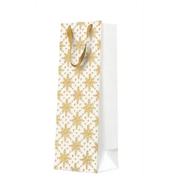 Grunge Textured Snowflakes Gold papír ajándéktáska italos 12x37x10cm, P.W.AGB2020304