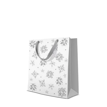 Premium Glitter Snowflakes  silver papír ajándéktáska  medium 20x25x10cm, P.W.AGB2012703