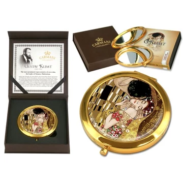 Kézitükör nagyítós, fémkeretben, dobozban 11cm,Klimt:The Kiss, H.C.181-1002 Kézitükör nagyítós, fémkeretben, dobozban 11cm,Klimt:The Kiss, H.C.181-1002