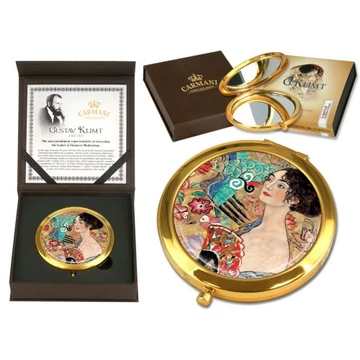 Kézitükör nagyítós, fémkeretben, dobozban 11cm Klimt:Lady with Fan , H.C.181-1013 Kézitükör nagyítós, fémkeretben, dobozban 11cm Klimt:Lady with Fan , H.C.181-1013