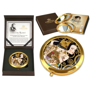 Kézitükör nagyítós, fémkeretben, dobozban 11cm,Klimt:Várakozás, H.C.181-1015