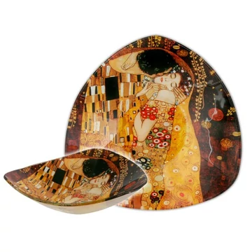 Üvegtányér háromszögű 17x17cm,Kilimt:The Kiss, H.C.198-1131