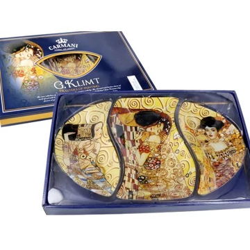 Üveg tányérszett 3 részes 38,5x26,5cm, Klimt vegyes, H.C.198-7001